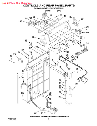 Picture of Whirlpool PANEL-CNTL - Part# W10240470