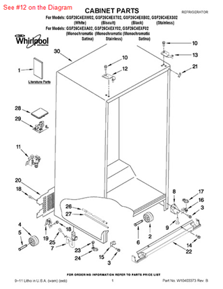 Picture of Whirlpool HINGE-DOOR - Part# W10249921