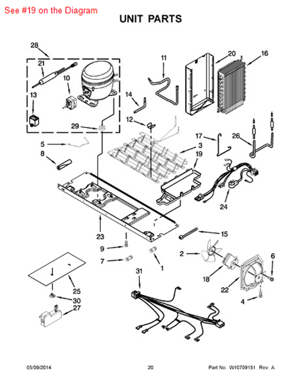 Picture of Whirlpool TRAY-EVAP - Part# W10251469