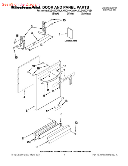 Picture of Whirlpool HANDLE - Part# W10257145