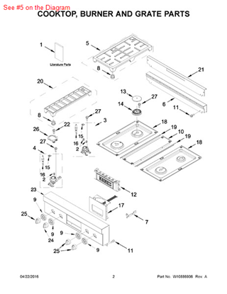 Picture of Whirlpool GRATE-BRNR - Part# W10276551