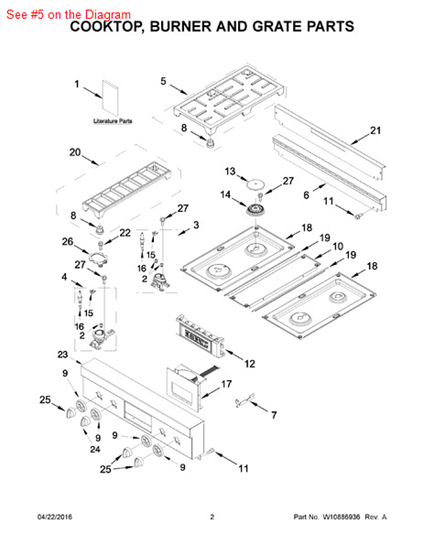 Picture of Whirlpool GRATE-BRNR - Part# W10276551