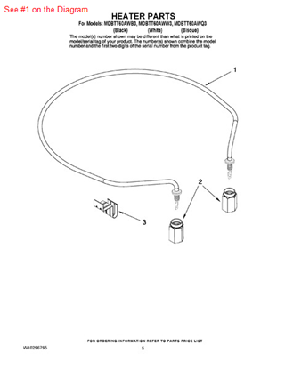 Picture of Whirlpool HEATER - Part# W10283681