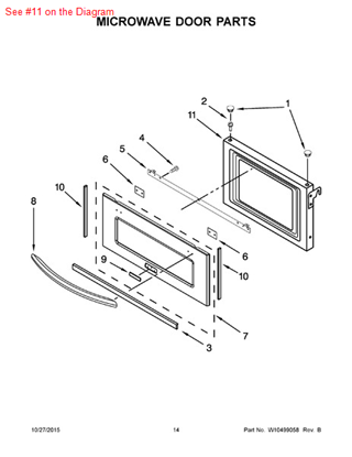 Picture of Whirlpool DOOR/MW - Part# W10288012