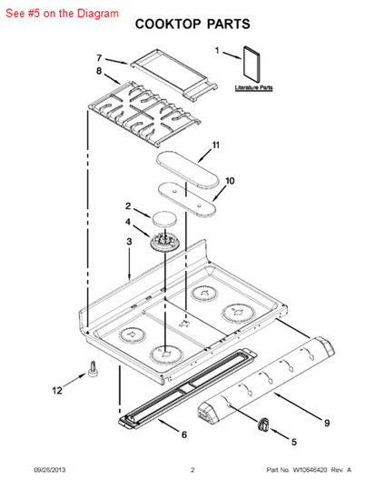 Picture of Whirlpool KNOB - Part# W10295130