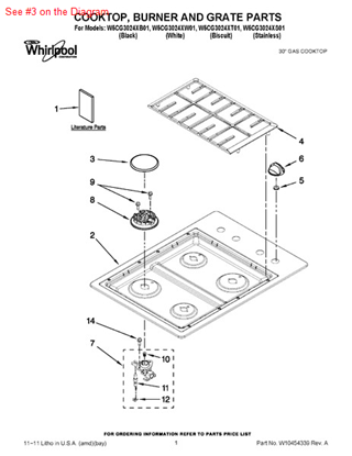 Picture of Whirlpool CAP-BURNER - Part# W10300342