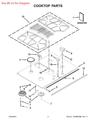 Picture of Whirlpool KNOB - Part# W10303835