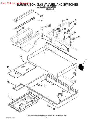 Picture of Whirlpool VALVE-BRNR - Part# W10305286