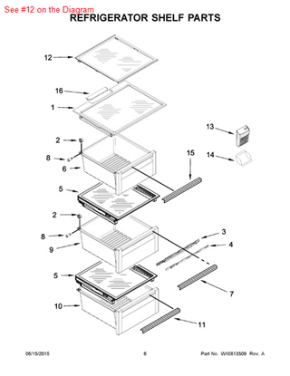 Picture of Whirlpool SHELF-GLAS - Part# W10315528