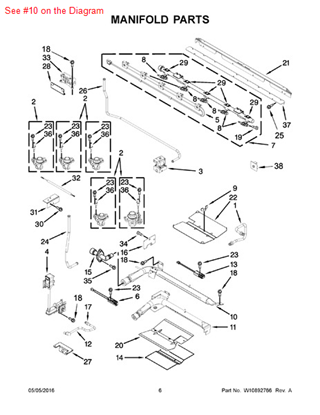 Picture of Whirlpool BURNR-BRLR - Part# W10315768