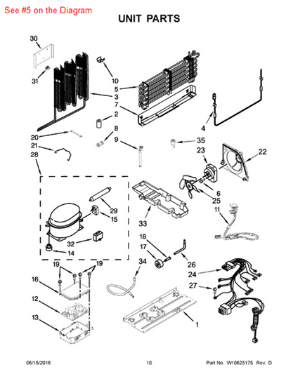 Picture of Whirlpool EVAPORATOR - Part# W10321158