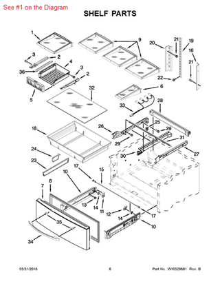 Picture of Whirlpool SHELF-GLAS - Part# W10345310