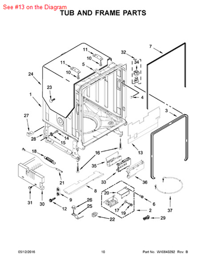 Picture of Whirlpool PAD-INS - Part# W10380173