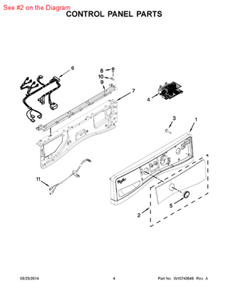 Picture of Whirlpool PANEL-CNTL - Part# W10433092