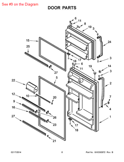 Picture of Whirlpool TRIM-DOOR - Part# W10463613