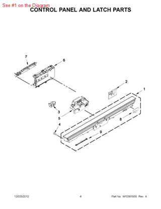 Picture of Whirlpool PANEL-CNTL - Part# W10481114