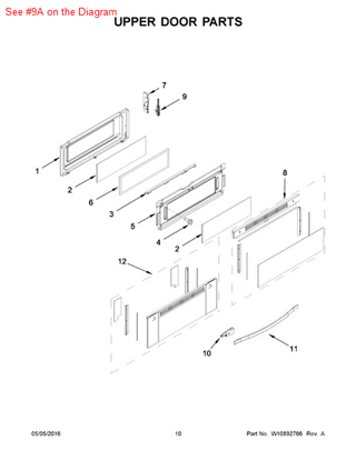 Picture of Whirlpool HINGE-DOOR - Part# W10485732