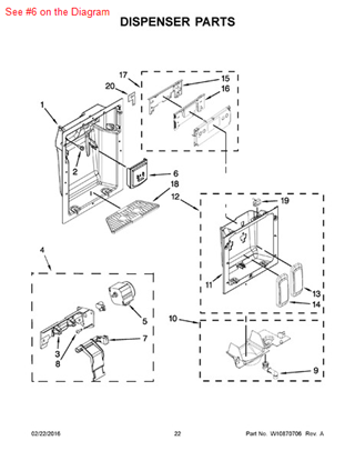 Picture of Whirlpool DOOR-CHUTE - Part# W10504458