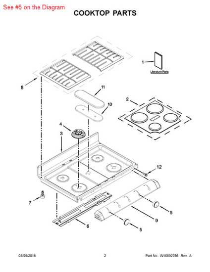 Picture of Whirlpool KNOB - Part# W10506367