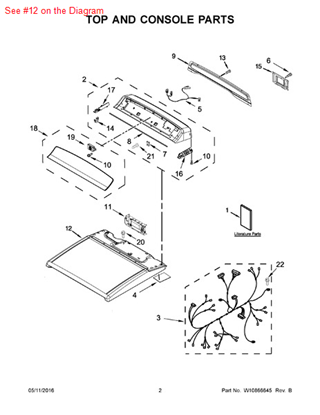 Picture of Whirlpool TOP - Part# W10508981