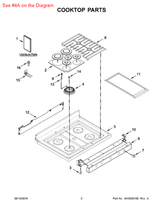 Picture of Whirlpool BURNR-HEAD - Part# W10515454