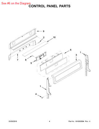 Picture of Whirlpool SWTCH-MEMB - Part# W10528789