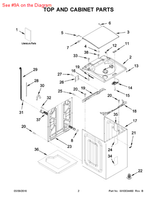 Picture of Whirlpool HINGE - Part# W10594142