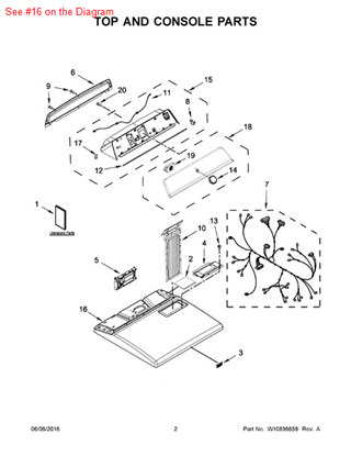 Picture of Whirlpool TOP - Part# W10613389