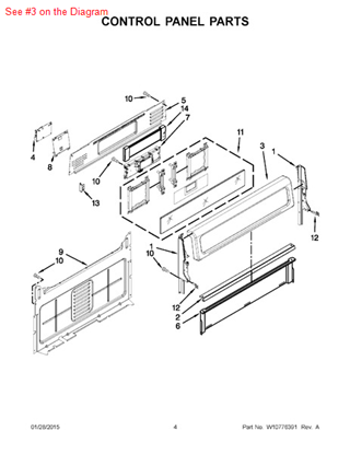 Picture of Whirlpool PANEL-CNTL - Part# W10614437