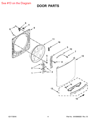 Picture of Whirlpool HANDLE - Part# W10626040