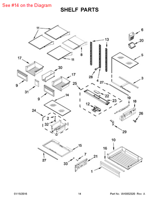 Picture of Whirlpool SHELF-GLAS - Part# W10628814