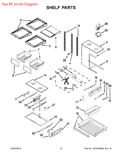 Picture of Whirlpool SHELF-GLAS - Part# W10628815