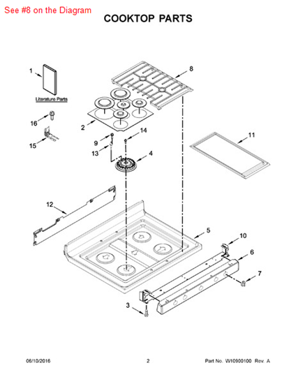 Picture of Whirlpool GRATE-BRNR - Part# W10655132