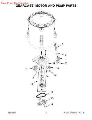 Picture of Whirlpool Maytag Magic Chef KitchenAid Roper Norge Sears Kenmore Admiral Amana Direct Drive Clothes Washer Washing Machine Water Drain Pump - Part# W10661045