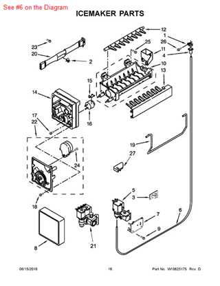 Picture of Whirlpool TUBE-WATER - Part# W10664272