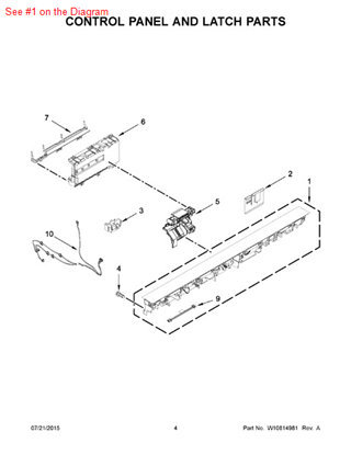 Picture of Whirlpool PANEL-CNTL - Part# W10686310