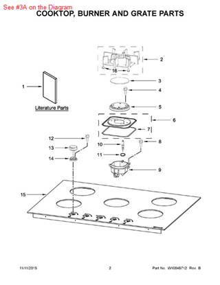 Picture of Whirlpool CAP-BURNER - Part# W10691282