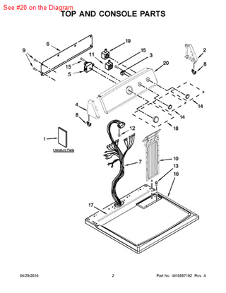 Picture of Whirlpool PANEL-CNTL - Part# W10692611