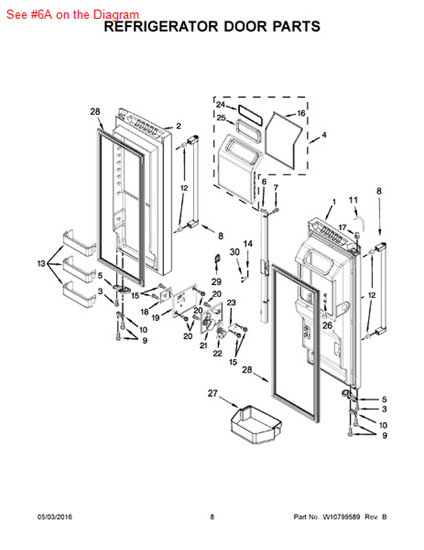 Picture of Whirlpool RAIL-MULLN - Part# W10698196