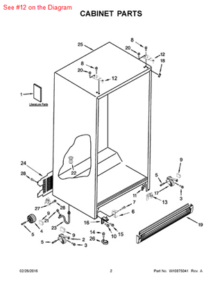 Picture of Whirlpool HINGE-DOOR - Part# W10704885