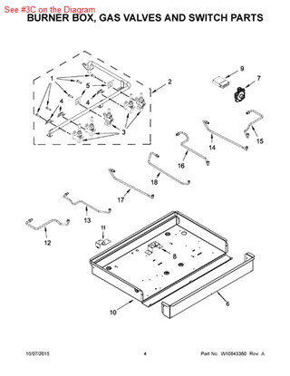 Picture of Whirlpool VALVE-BRNR - Part# W10717629