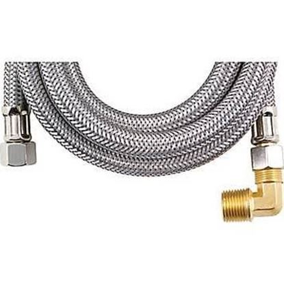 Picture of 4' Stainless Steel Dishwasher Supply Line Hose W/elbow - Part# 48747