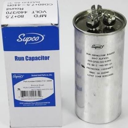 Picture of 80+7.5 MFD 440V ROUND RUN CA - Part# CD80+7.5X440R
