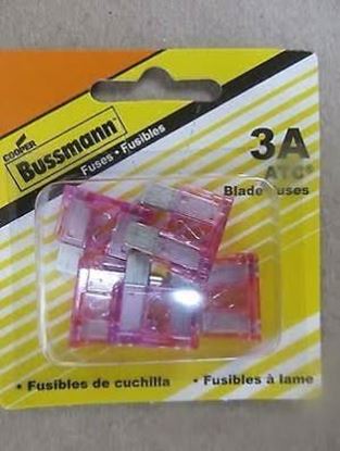Picture of 3 amp Blade 32V Fuse (5/Pkg. - Part# MA-ATC3