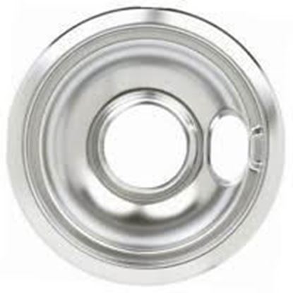 Picture of Frigidaire Electrolux Kelvinator Westinghouse Tappan O'keefe and Merritt Sears Kenmore Oven Range Cook Top 6" Chrome Burner DRIP BOWL - LARGE HOLE - Part# 5303280336