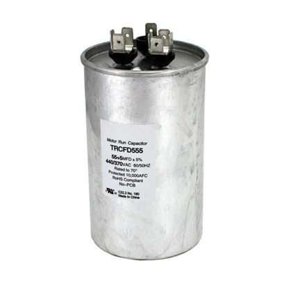 Picture of 55+5 MFD 440V ROUND RUN CAP - Part# TRCFD555