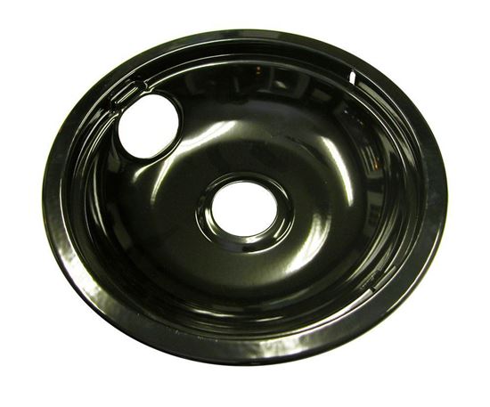 Picture of Frigidaire Electrolux Kelvinator Westinghouse Tappan O'keefe and Merritt Sears Kenmore Oven Range Cook Top 8" Drip Bowl Black Porcelain With Rear Clip - Part# 5303935053