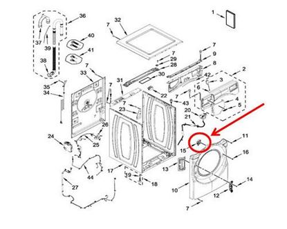 Picture of Whirlpool LATCH-WASHING MACHINE DOOR - Part# W11316250