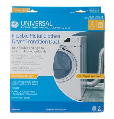 Picture of GE General Electric 4" X 8' Semi-Rigid Metal DRYER DUCTING - Part# PM08X10085