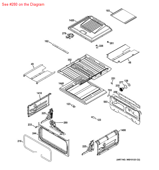Picture of GE LATCH ASSEMBLY LOWER - Part# WB02K10318